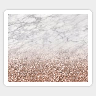 Bold ombre rose gold glitter - white marble Sticker